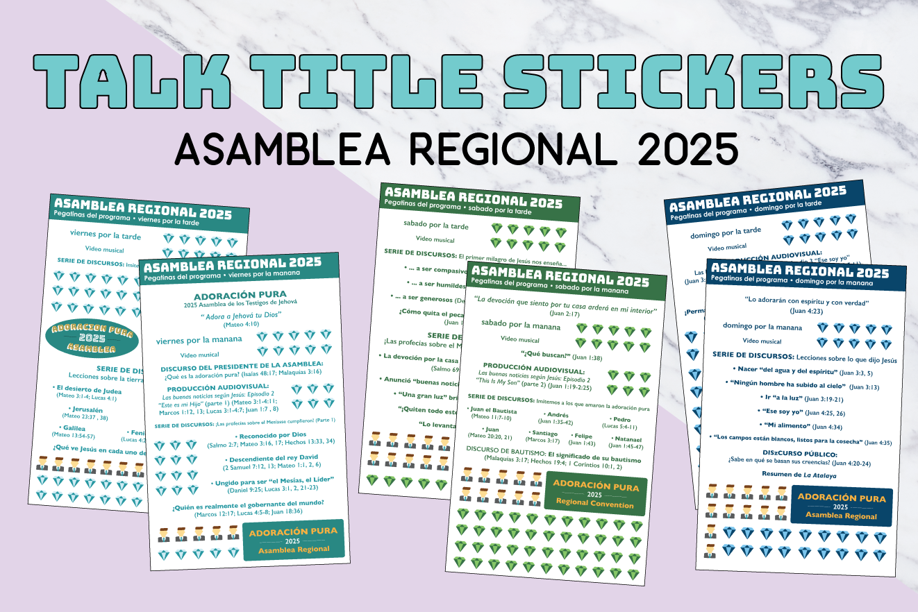 2025 Asamblea Regional program stickers, talk title stickers, JW ...